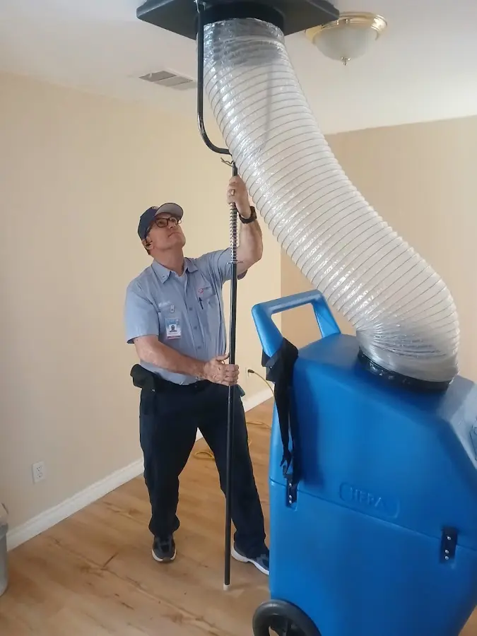 Mini Split Installation technician using HEPA equipment in Cheyenne